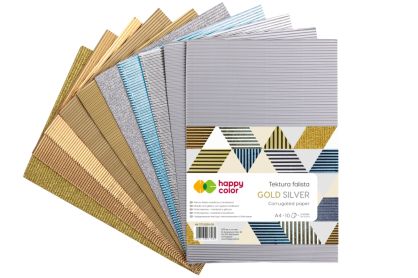HAPPY COLOR - TEKTURA FALISTA GOLD/ SILVER - A4
