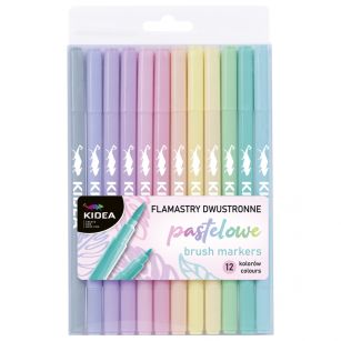 KIDEA - FLAMASTRY DWUSTRONNE PASTELOWE 12 KOL BRUS