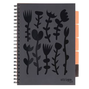 STRIGO - KOŁOZESZYT A4 - KRATKA - FLORAL CZARNY