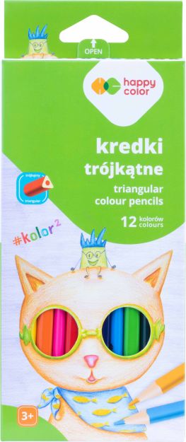 HAPPY COLOR - KREDKI DREWNIANE TRÓJKĄTNE 12 KOL