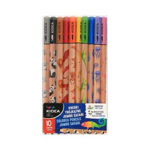 KIDEA - KREDKI TRÓJKĄTNE JUMBO 10 KOL - SAFARI