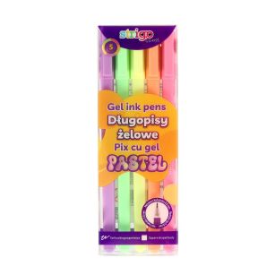 STRIGO - DŁUGOPISY ŻELOWE PASTEL - 5 KOL