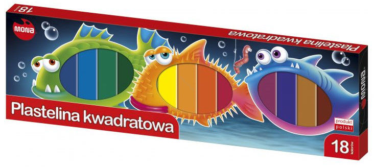 MONA - PLASTELINA - 18 KOLORÓW - KWADRATOWA