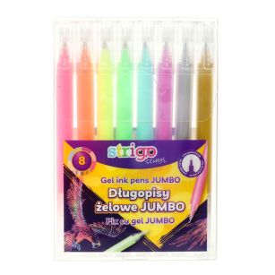 STRIGO - DŁUGOPISY ŻELOWE JUMBO - 8 KOL