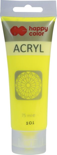 HAPPY COLOR - FARBA AKRYLOWA - 75ml - ŻÓŁTY FLUO