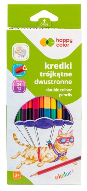 HAPPY COLOR - KREDKI DREWNIANE DWUSTRONN 12=24 KOL