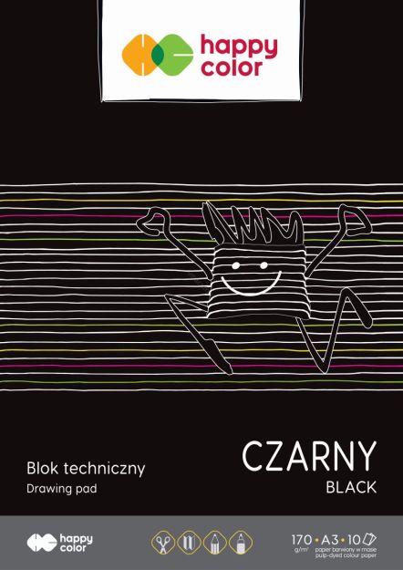 HAPPY COLOR - BLOK TECHNICZNY A3 CZARNY 170g - 10k