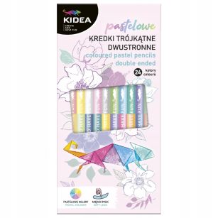 KIDEA - KREDKI TRÓJKĄTNE DWUSTRONNE 24 KOL PASTEL