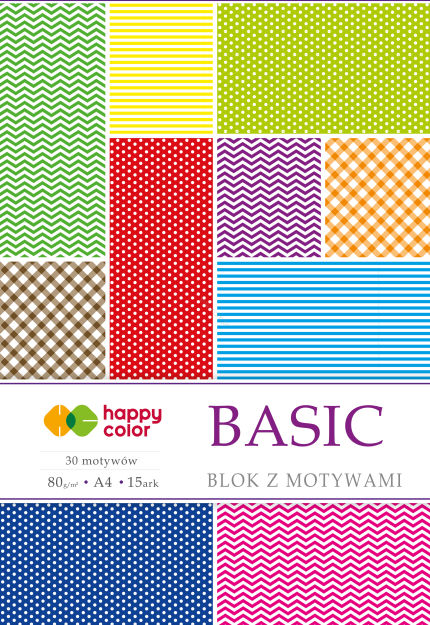 HAPPY COLOR - BLOK A4 - MOTYW - BASIC 80g 15ark