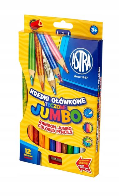 ASTRA - KREDKI OŁÓWKOWE JUMBO TĘCZOWE 12 KOLORÓW