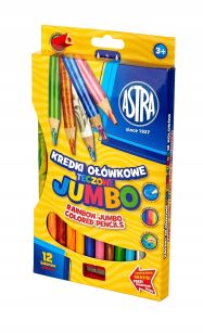 ASTRA - KREDKI OŁÓWKOWE JUMBO TĘCZOWE 12 KOLORÓW