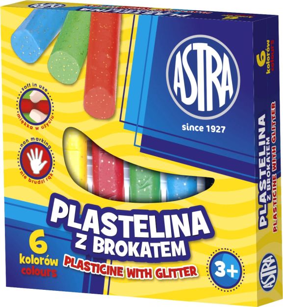 ASTRA - PLASTELINA  6 KOLORÓW  Z BROKATEM
