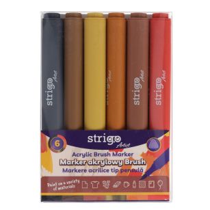 STRIGO - MARKER AKRYLOWY BRUSH - 6 KOL