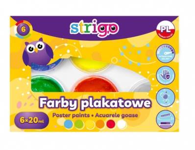 STRIGO - FARBY PLAKATOWE 6 KOLORÓW 20ml