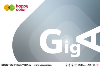 HAPPY COLOR - BLOK TECHNICZNY A2 - BIAŁY 250g 15K