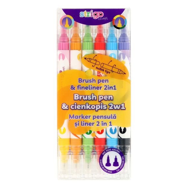 STRIGO - CIENKOPIS I FLAMASTER BRUSH - 6 KOL