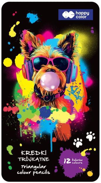 HAPPY COLOR - KREDKI DREWNIANE SZKOLNE 12szt METAL
