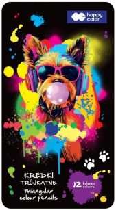 HAPPY COLOR - KREDKI DREWNIANE SZKOLNE 12szt METAL