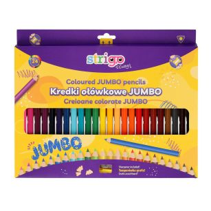 STRIGO - KREDKI OŁÓWKOWE - JUMBO TRÓJKĄTNE 24 KOL