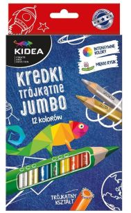 KIDEA - KREDKI TRÓJKĄTNE GRUBE - 12 KOLORÓW
