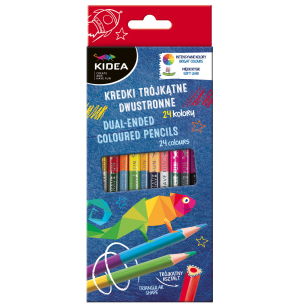 KIDEA - KREDKI DWUSTRONNE TRÓJKĄTNE - 24 KOLORY