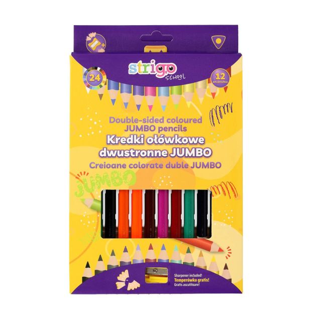 STRIGO - KREDKI OŁÓWKOWE TRÓJKĄTNE JUMBO 12/24KOL