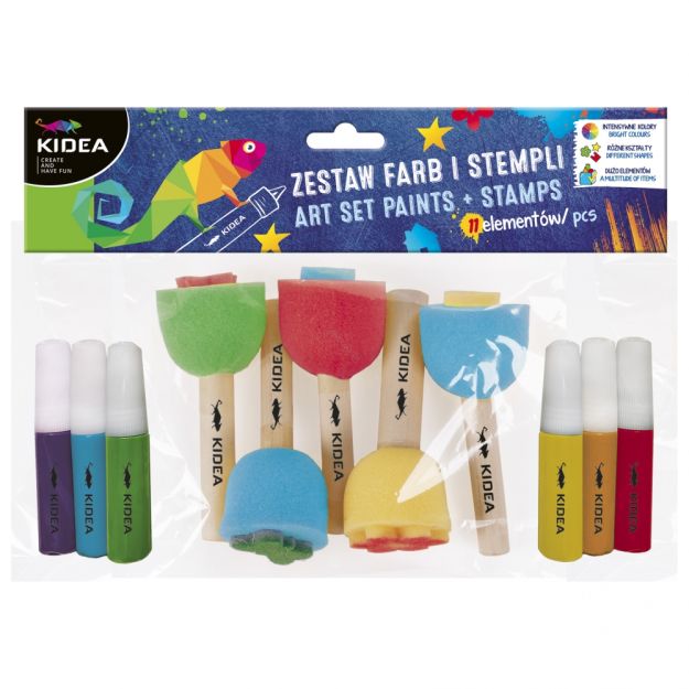 KIDEA - ZESTAW FARB I STEMPLI - 11 ELEMENTÓW